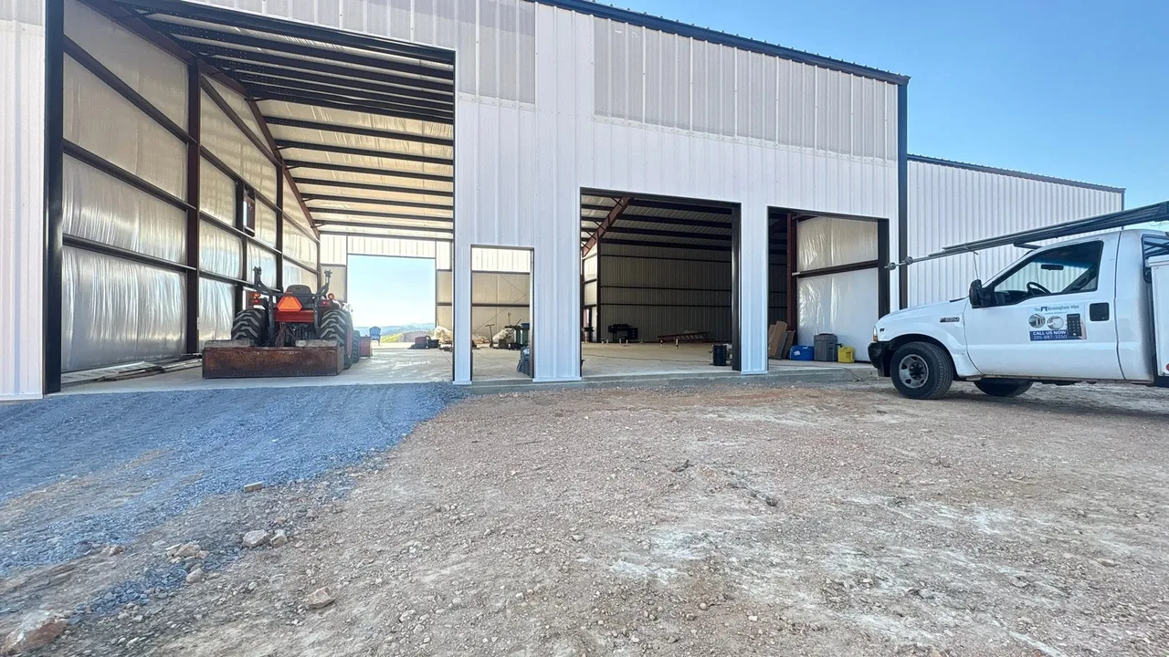 Full-view doors on a metal building