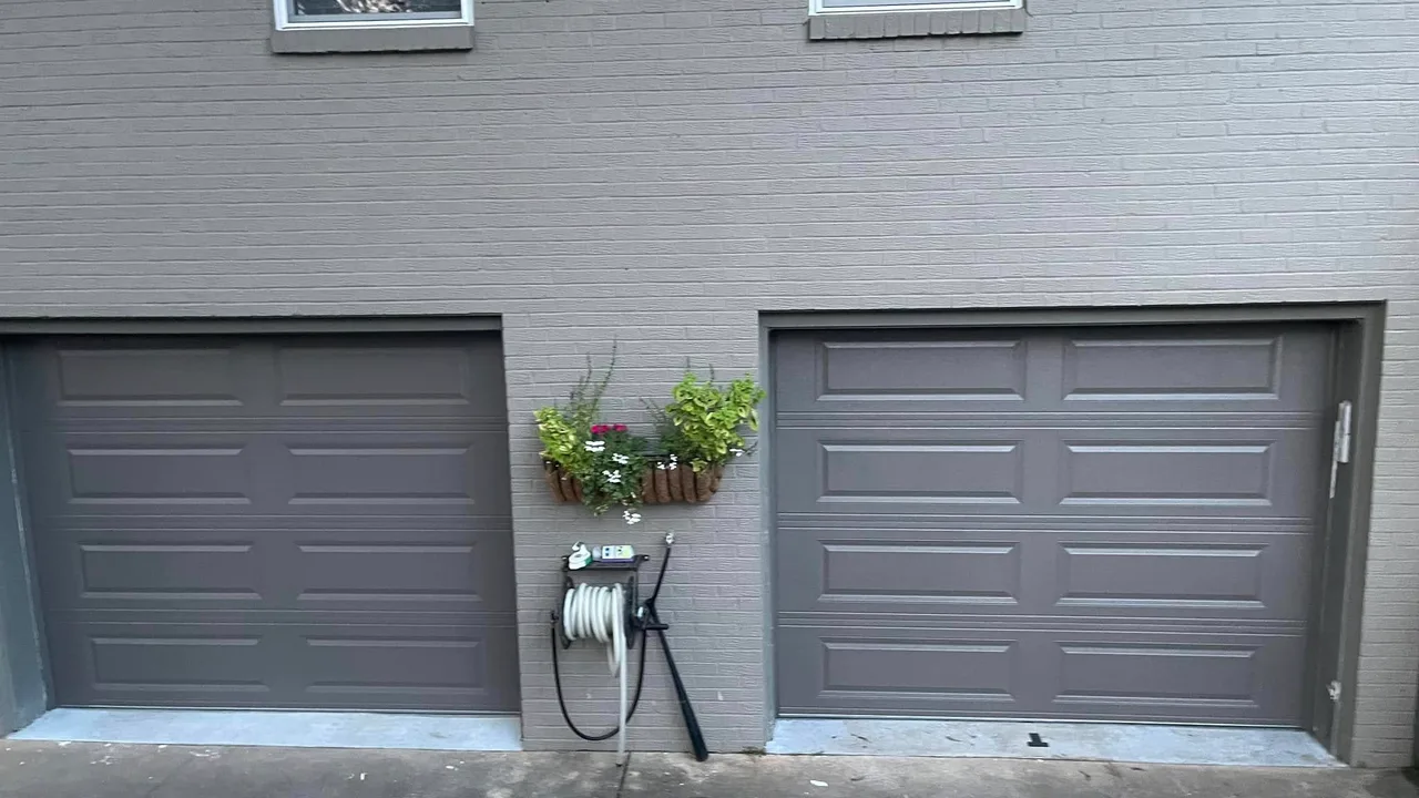 A pair of gray flush doors